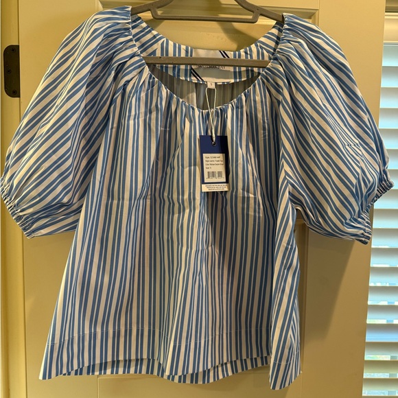 Addison Bay Blue and White Striped blouse and pants set. NWT Small - Picture 3 of 4